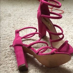 Hot pink heeled sandals